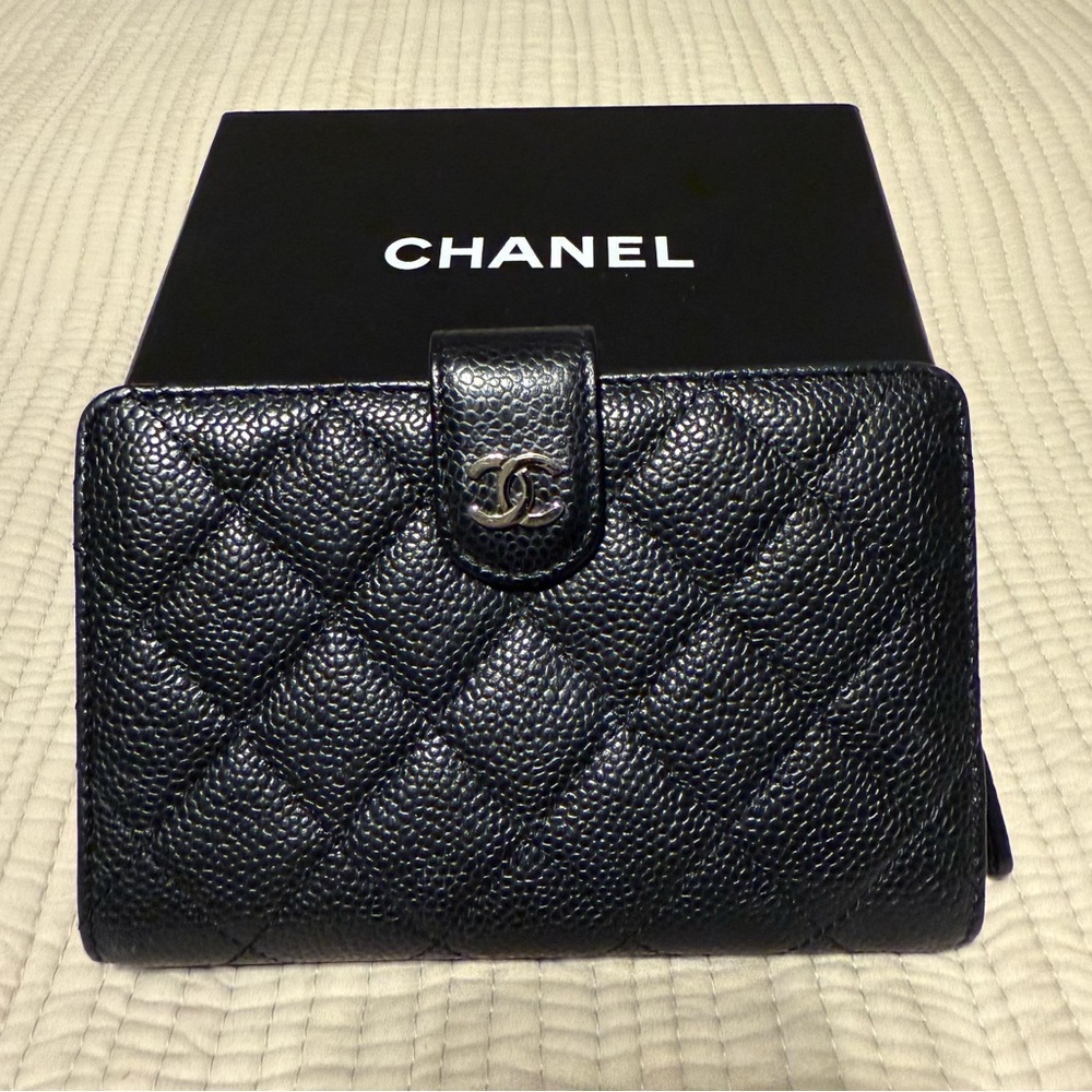 Chanel Quilted Caviar Leather L-Zip Wallet